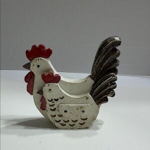 Charming Red and Brown Rooster Wooden Decor